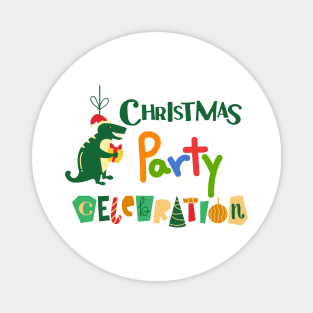 Dinosaur Christmas Party Magnet